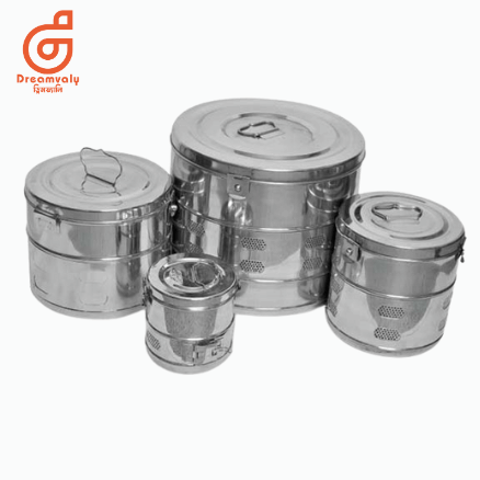 Stainless Steel Dressing Drum for Hospital/Home Use (Size- 10*12)-Dreamvaly