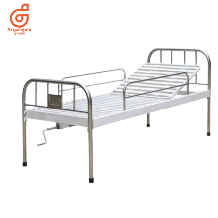 Hospital Bed SS Single Crank With Railing & foam-Dreamvaly