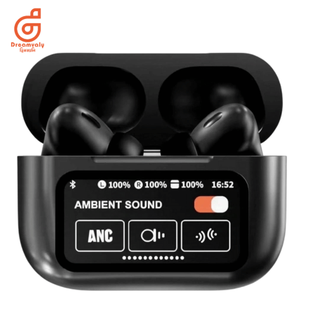 BLACK Airpods A9 Pro Touch Screen Display With ANC ENC TWS Earbuds-Dreamvaly